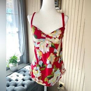 Abercrombie & Fitch Floral Babydoll Top Womens S Red Y2K Tank Cottagecore Boho
